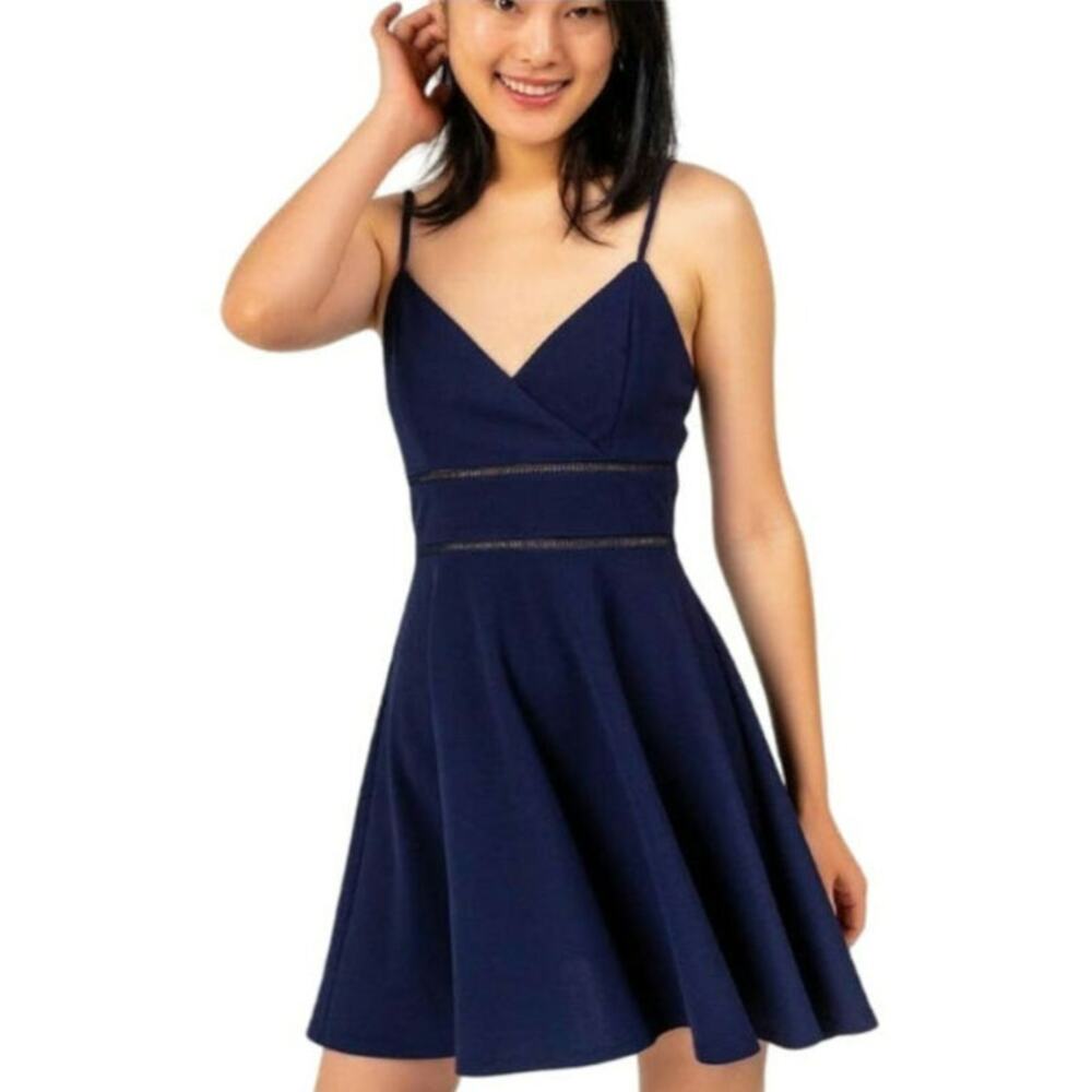 Francesca's Jun & Ivy, Navy a-line, fit and flare dress, mini length, sz M.